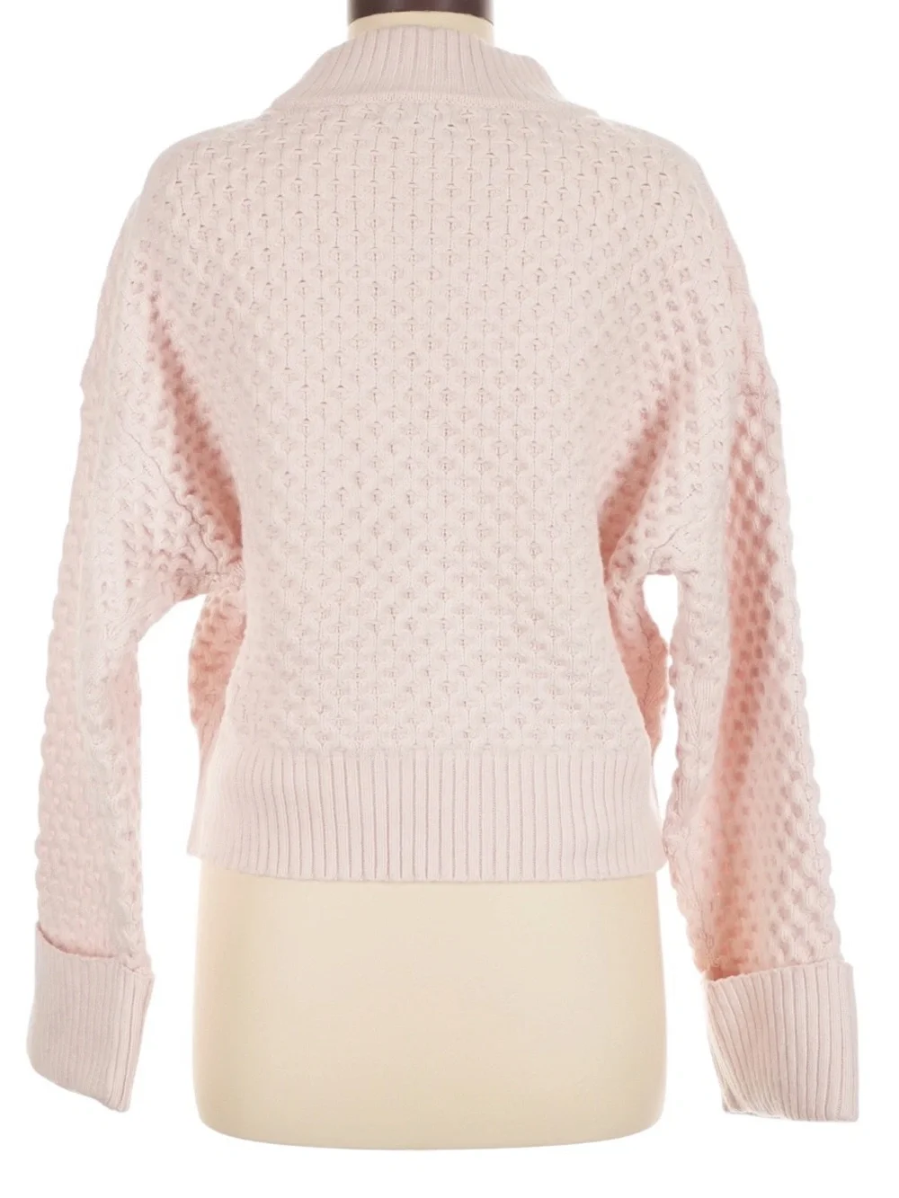 J. Crew Honeycomb Mockneck Sweater in Wool Blend M Pale Pink Casual Everyday